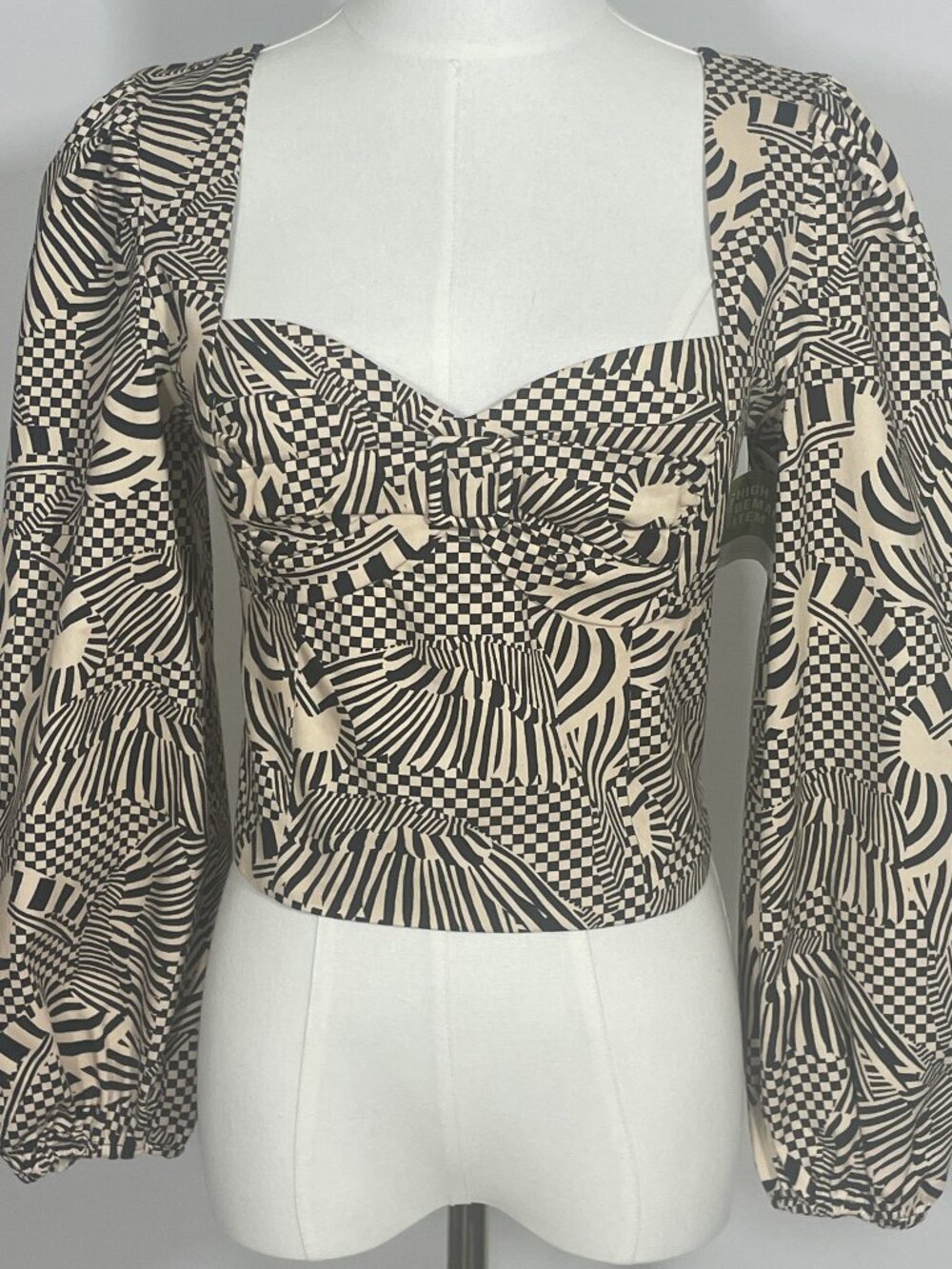 FARM Rio Puff-Sleeved Sweetheart Blouse